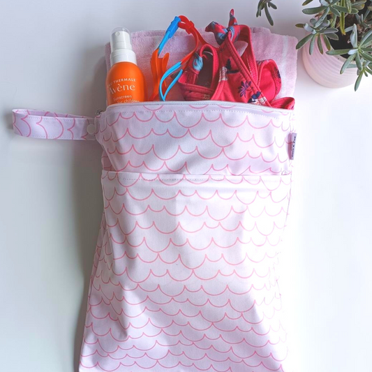 Waterproof Double Zip Wet Bag | Pink Waves