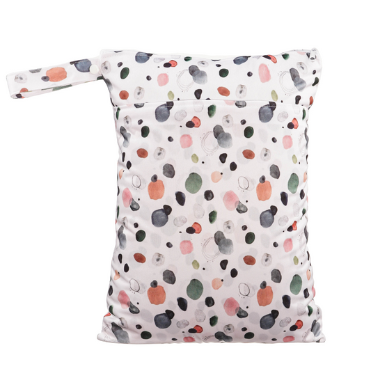 Reusable Wet Bag double pocket with water colour pebbles