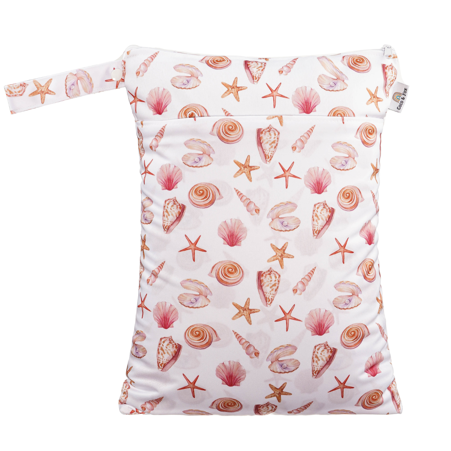 Reusable Wet Bag double pocket with seashell pattern