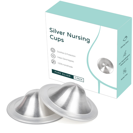 Silver Nursing Cups for Breastfeeding Mums to help with Sore Cracked Nipples. 