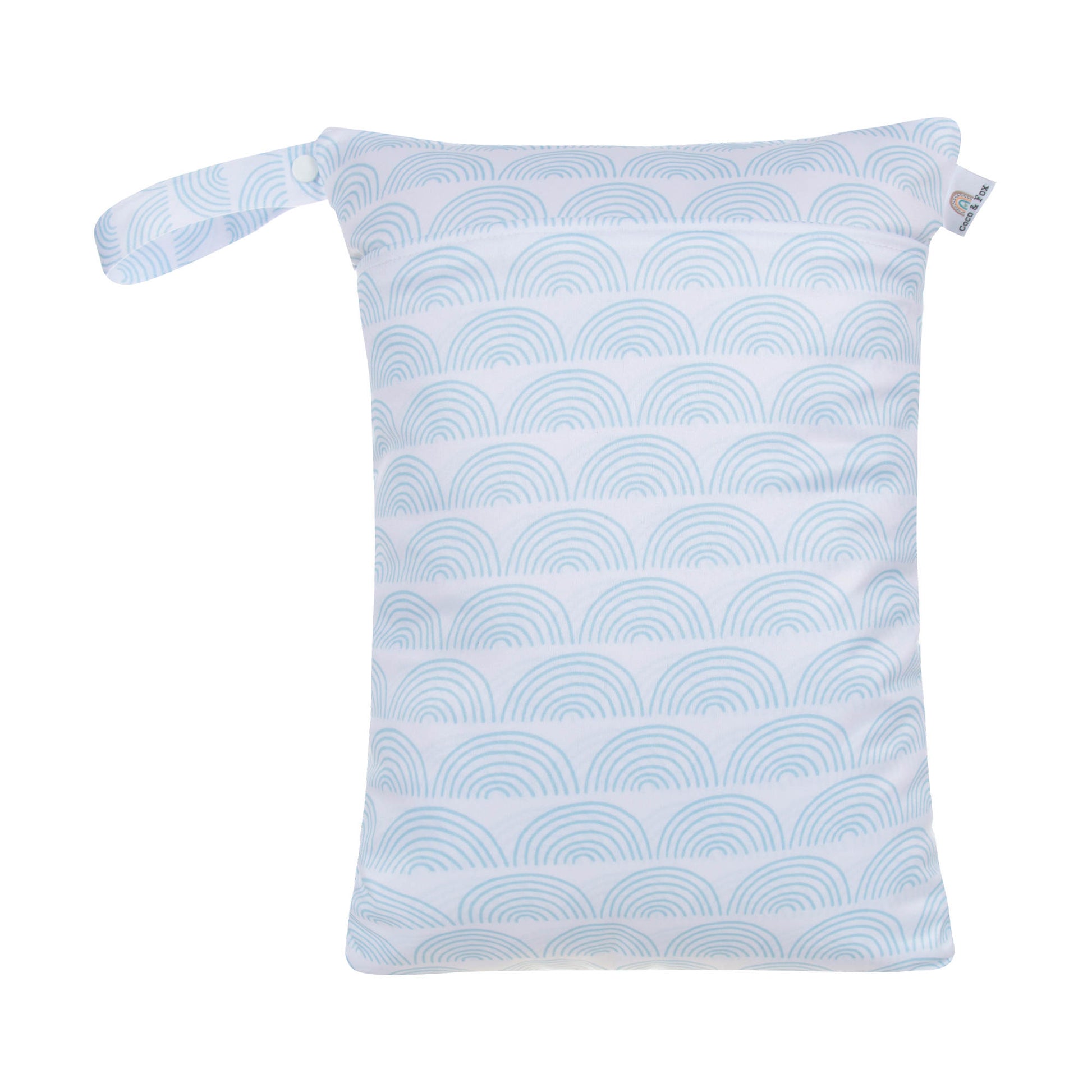 Double Zip Pocket Wet Bag - White with Powder Blue Rainbows