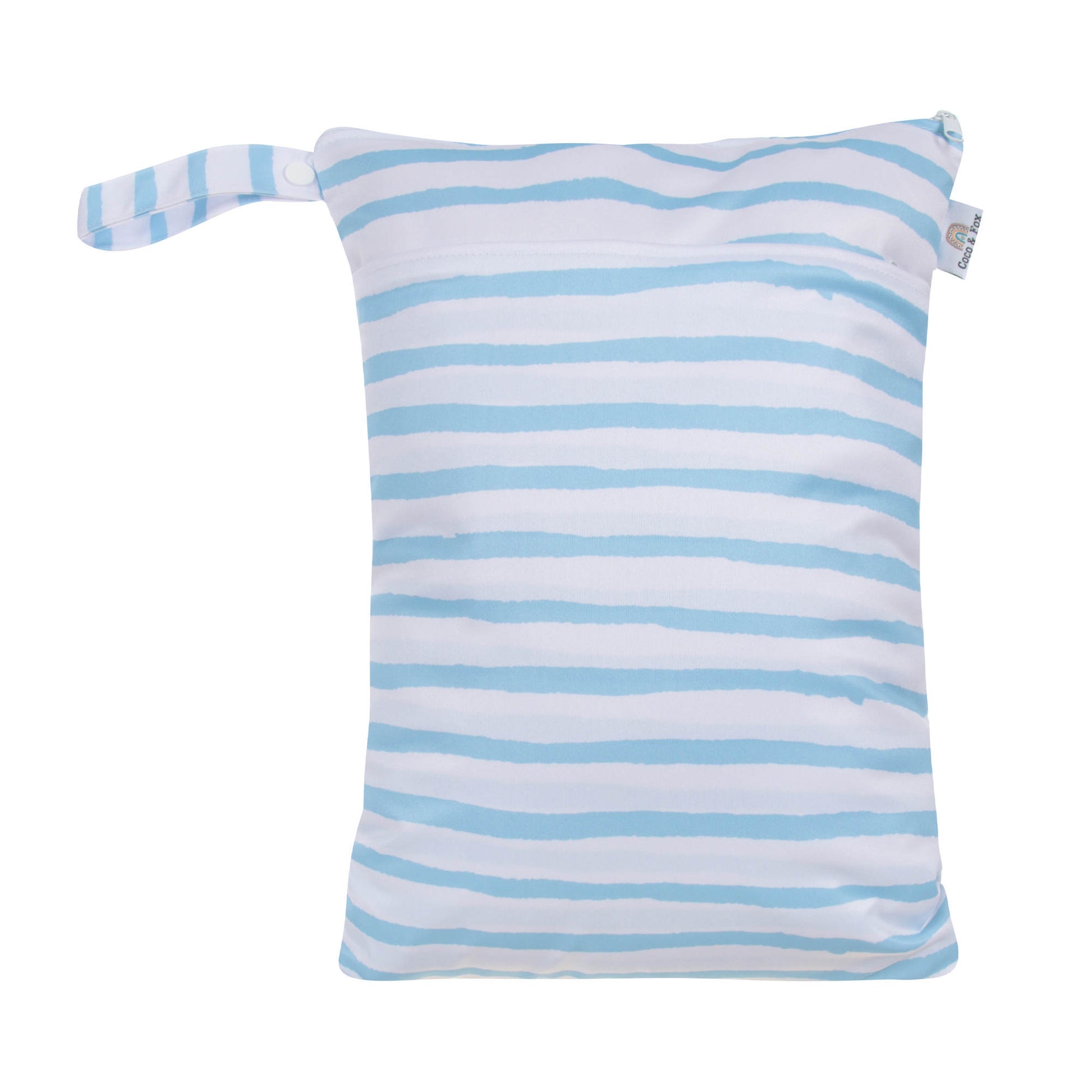 Double Zip Pocket Wet Bag - White with Blue Stripes