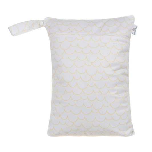 Double Zip Wet Bag white with yellow waves Pattern