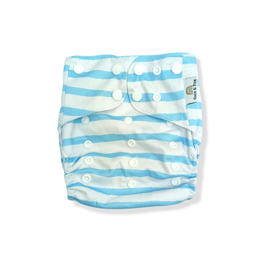 Baby Reusable Swim Nappy White with Blue Stripes