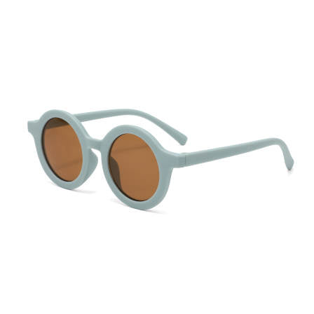 Kids fashion sunglasses with a round shape frame, matte finish in light blue