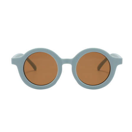 Kids fashion sunglasses with a round shape frame, matte finish in light blue