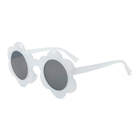 Kids fashion sunglasses with a daisy shape frame in pale blue