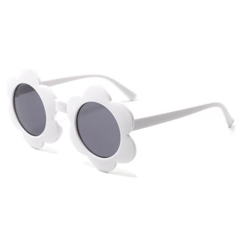 Kids fashion sunglasses with a daisy shape frame in white