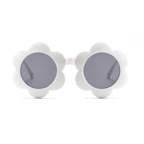 Kids fashion sunglasses with a daisy shape frame in white